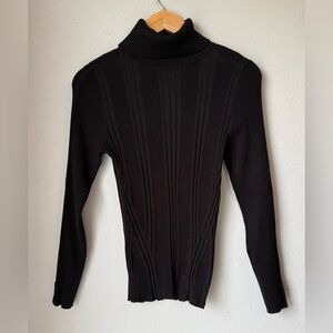 White House Black Market Black Ribbed Turtleneck Sweater Women’s Size Medium